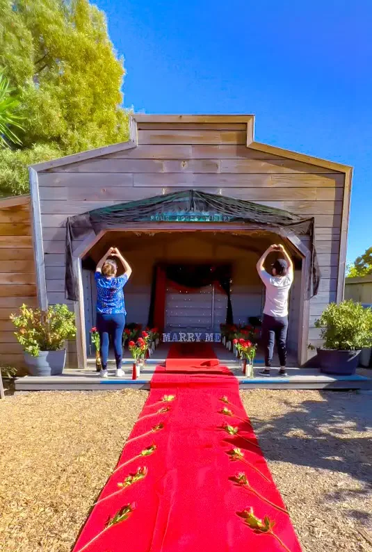 Founders posing at one of their proposal setup